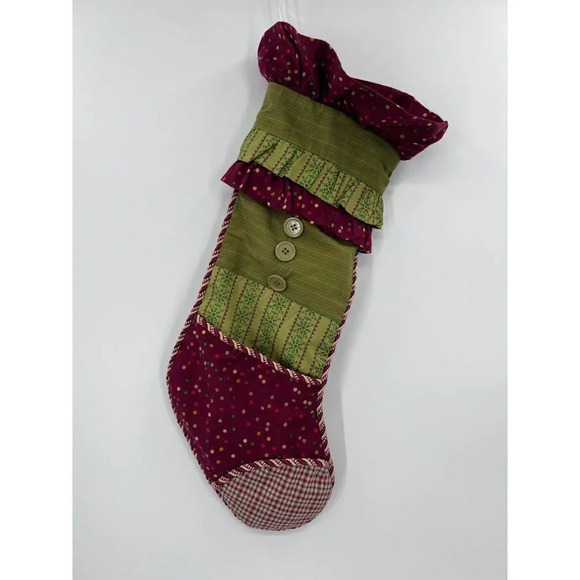 April Cornell Other - April Cornell Red and Green Festive Holiday Multi Print Christmas Stocking